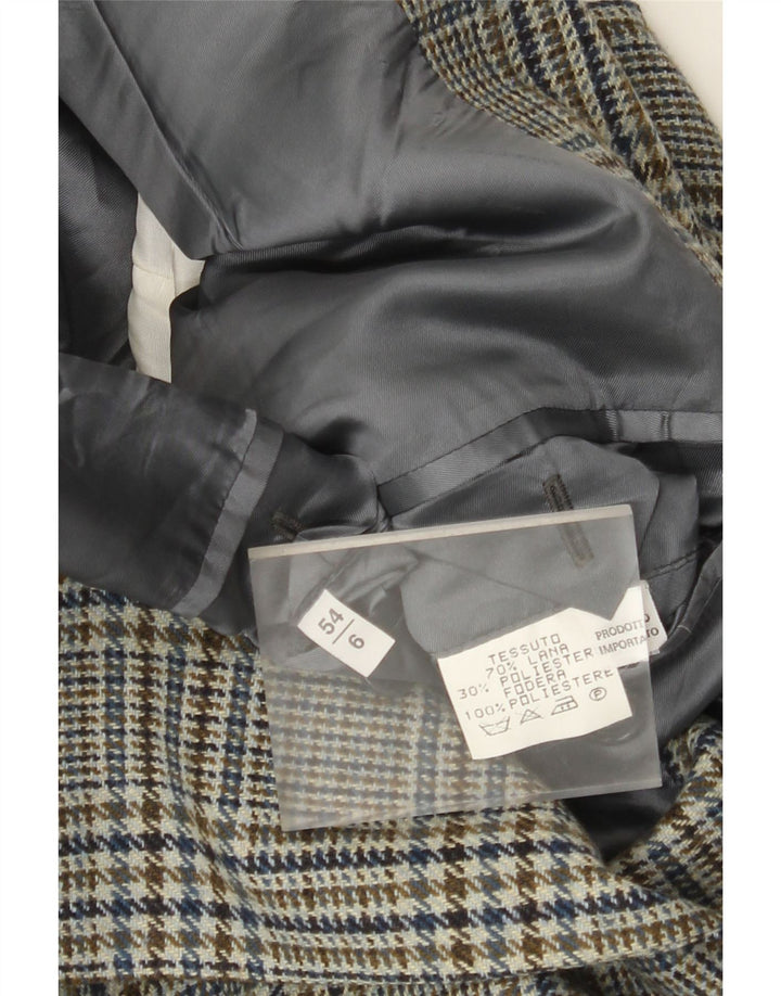 Vintage Herre 2-knaps blazerjakke IT 54 2XL Grøn Houndstooth Uld
