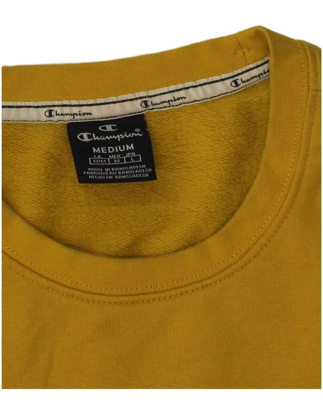 Champion Mens Graphic Sweatshirt Jumper Medium Yellow Cotton