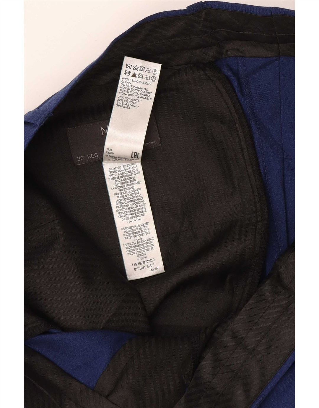 Marks & Spencer Mens Slim Suit Trousers W30 L29 Navy Blue Viscose