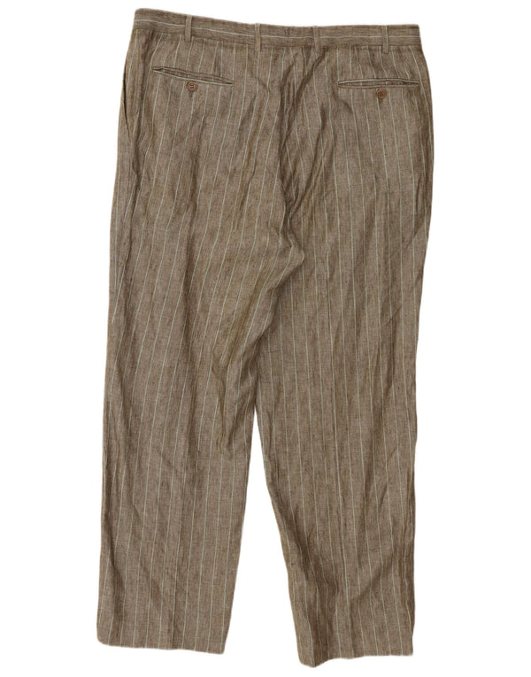 Pantaloni chino dritti da uomo Canali W38 L30 a righe marroni