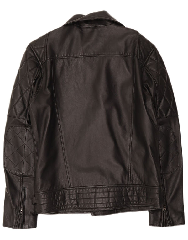 Bertanni Mens Leather Biker Jacket UK 38 Medium Black