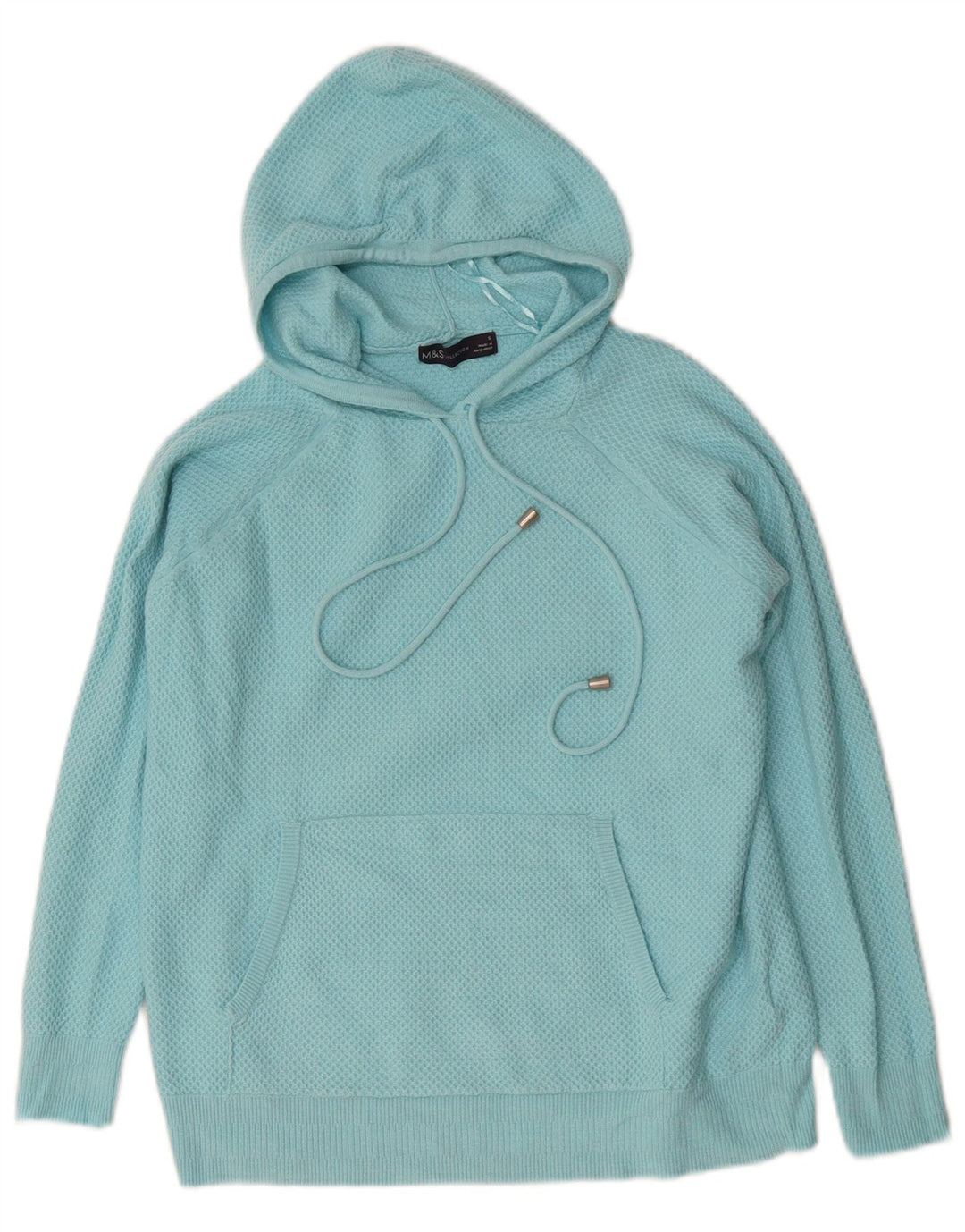 MARKS & SPENCER Damski sweter z kapturem, UK 10, mały, niebieski, poliester
