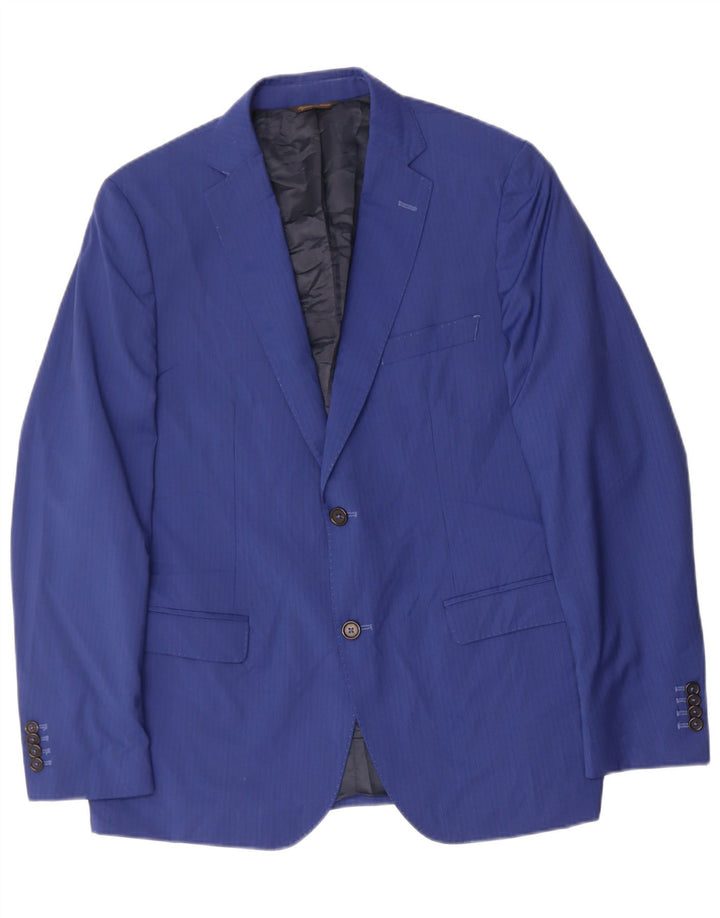 ENRICO COVERI Mens 2 Button Blazer Jacket IT 54 2XL Blue Pinstripe Wool