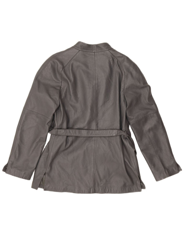 Vintage mujer abrigo chaqueta de cuero IT 46 cuero gris grande