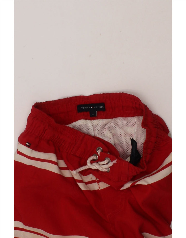 TOMMY HILFIGER Boys Swimming Shorts 3-4 Years  Red Striped Polyester Vintage Tommy Hilfiger and Second-Hand Tommy Hilfiger from Messina Hembry 