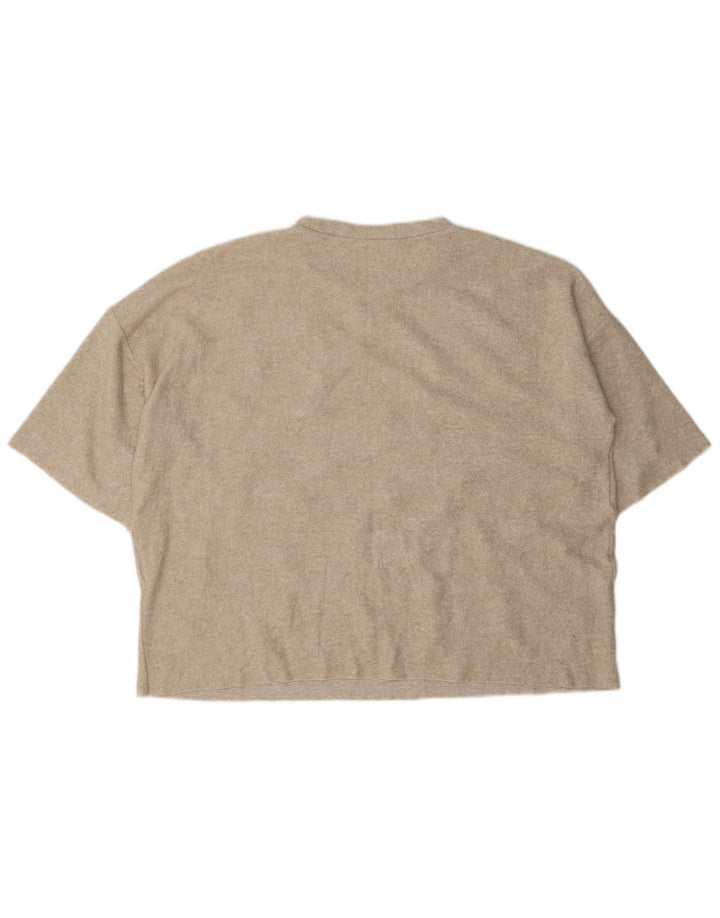 Zara Womens Oversized T-Shirt Top UK 16 Large Beige Spotted