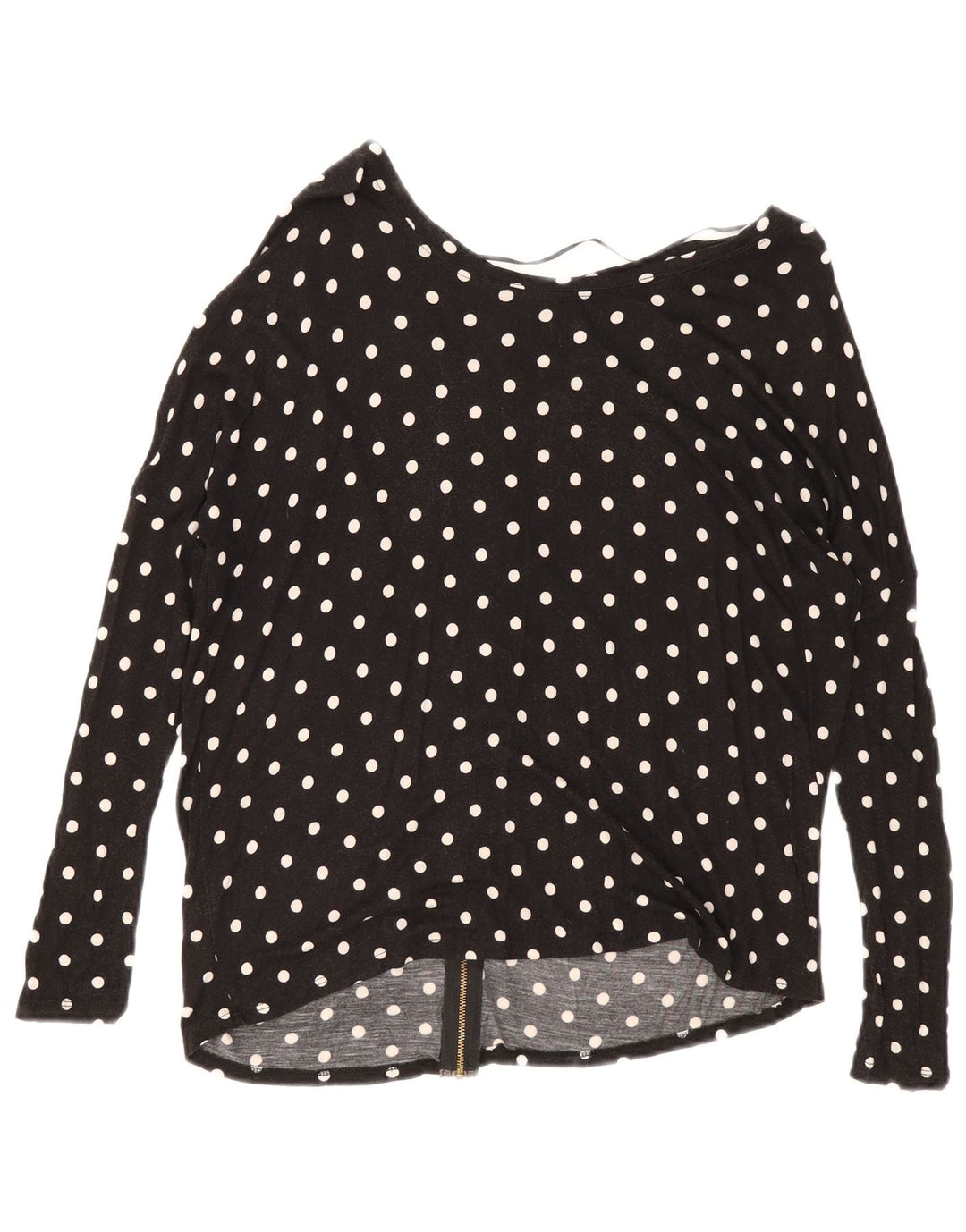 Zara Womens Oversized Cardigan Top UK 10 Small Black Polka Dot Viscose