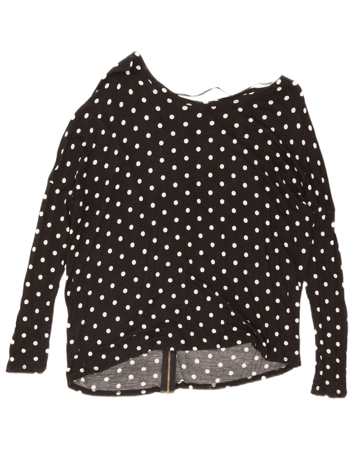 Zara Womens Oversized Cardigan Top UK 10 Small Black Polka Dot Viscose