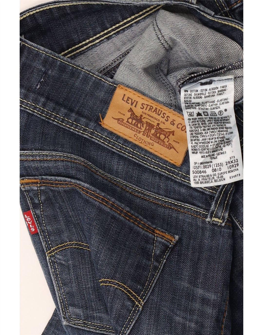 Levi's Womens 571 Slim Jeans W29 L32 Navy Blue Cotton