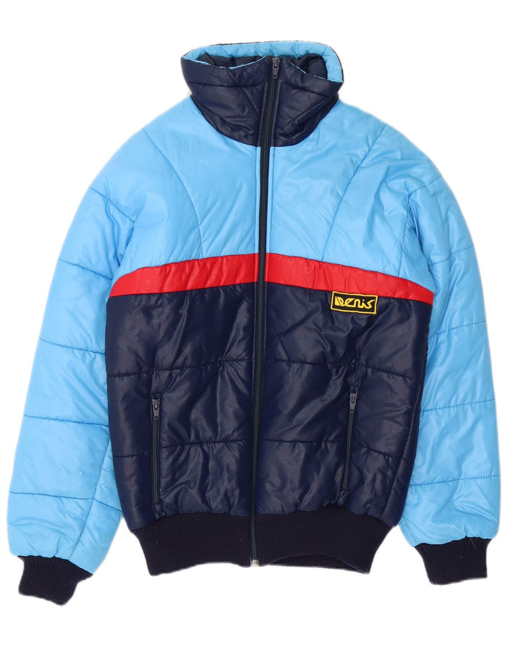 VINTAGE Mens Padded Jacket IT 46 Small Blue Colourblock Polyamide