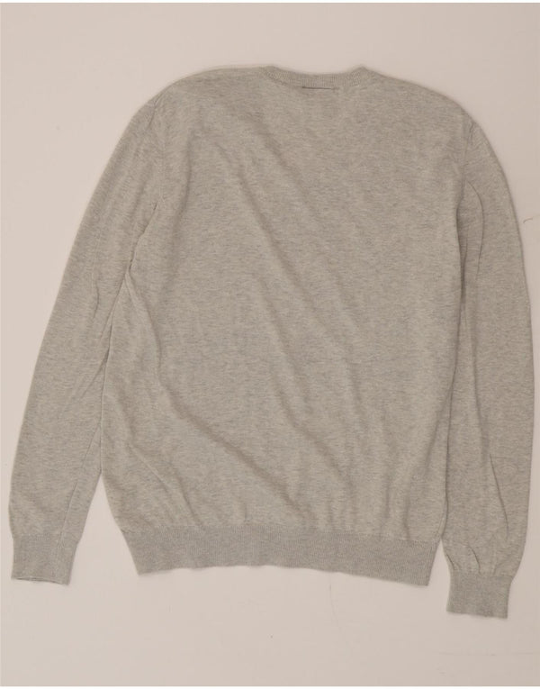 Lacoste Herre V-hals sweater Størrelse 5 Large Grå Flecked Bomuld