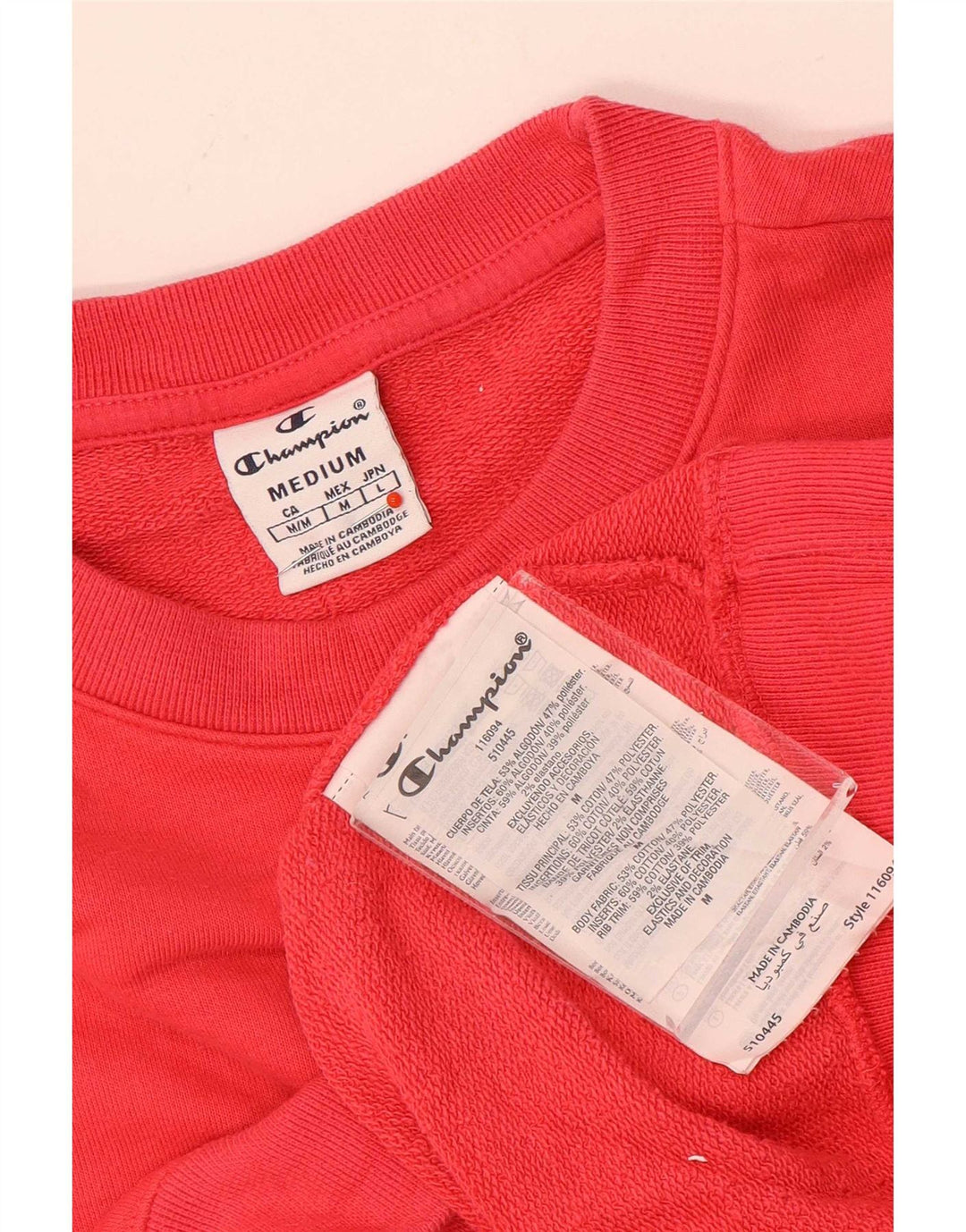 Champion Womens Graphic Crop Sweatshirt Jumper UK 14 Medium Red Cotton