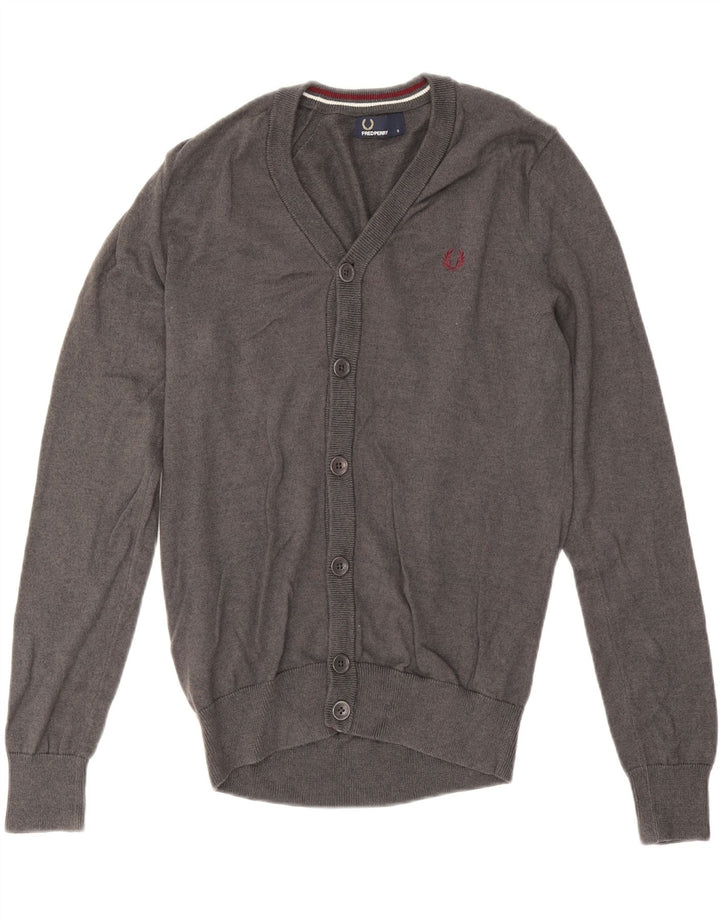 Fred Perry Mens Cardigan Sweater Small Grey Wool