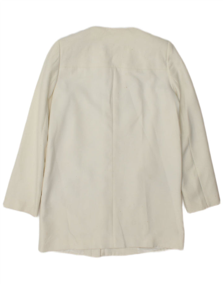 Giacca blazer lunga da donna Zara UK 14 poliestere bianco medio