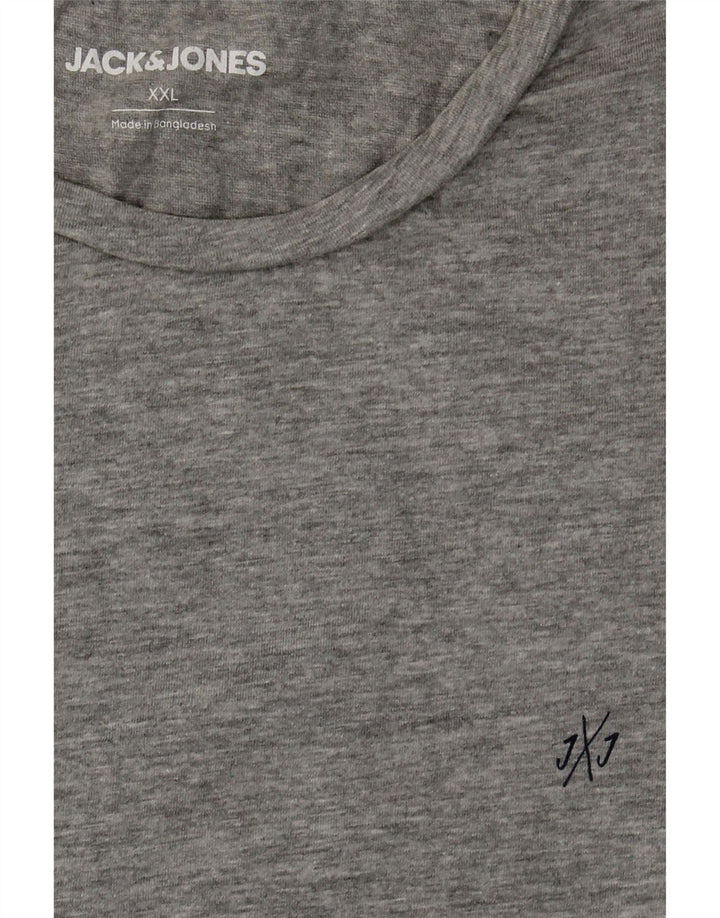 JACK & JONES Mens T-Shirt Top 2XL Grey Cotton Vintage Jack & Jones and Second-Hand Jack & Jones from Messina Hembry 