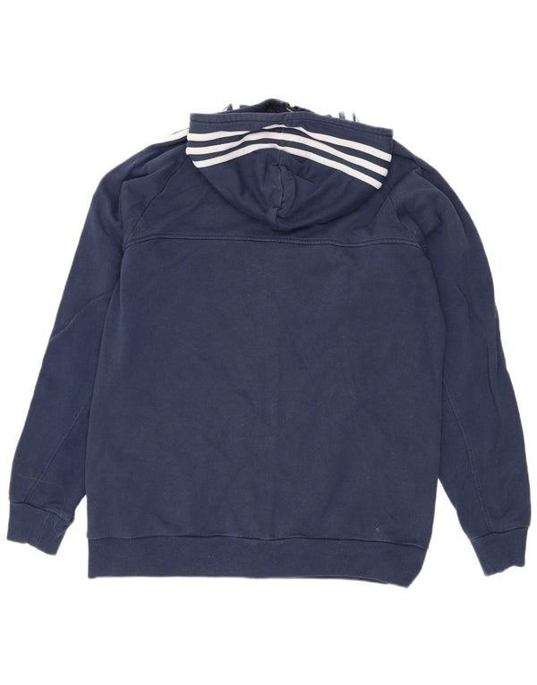 Adidas Boys Zip Hoodie Sweater 15-16 Years Navy Blue Cotton Sports