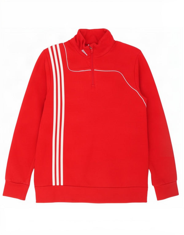 Adidas Mens Zip Neck Sweatshirt Jumper Medium Red Cotton