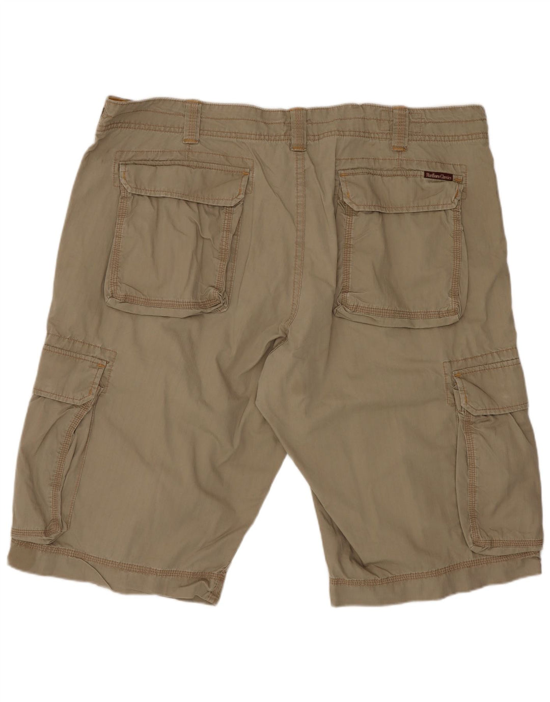 Marlboro Classics Mens Regular Fit Cargo Shorts W40 XL Khaki Cotton