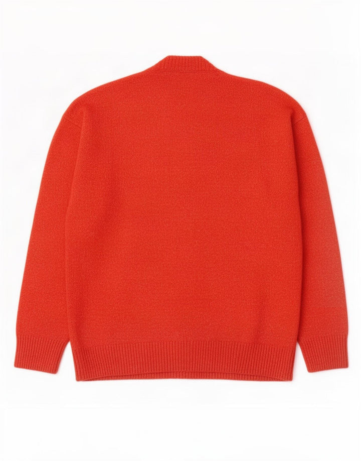 Zara Mens Crew Neck Jumper Sweater Medium Orange