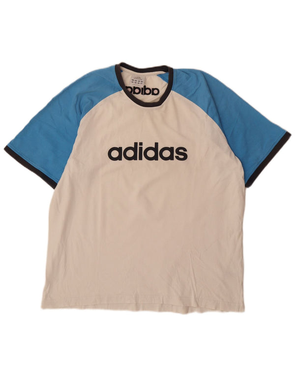 T-shirt grafica da uomo Adidas Top XL in cotone color block bianco