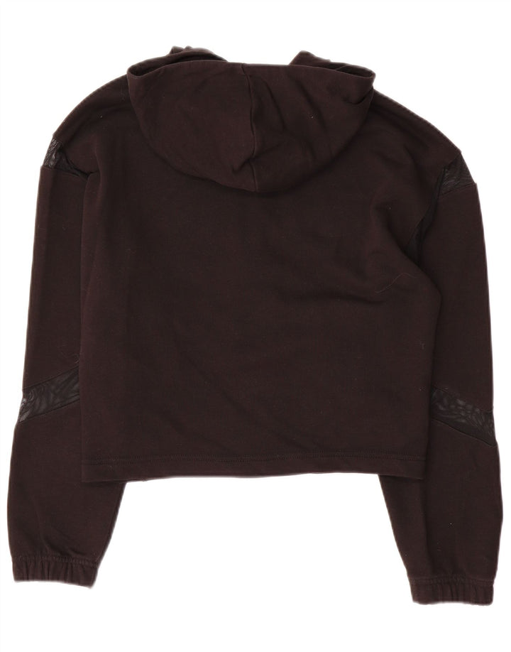 Puma Womens Crop Zip Hoodie Sweater UK 14 Medium Black Polyester