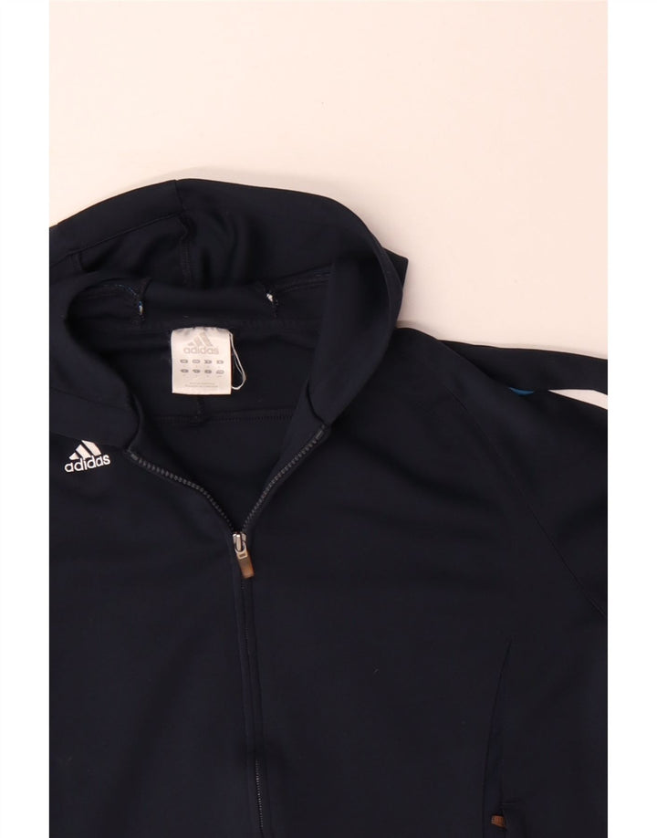 Adidas Mens Climalite Zip Hoodie Sweater Small Navy Blue Polyester