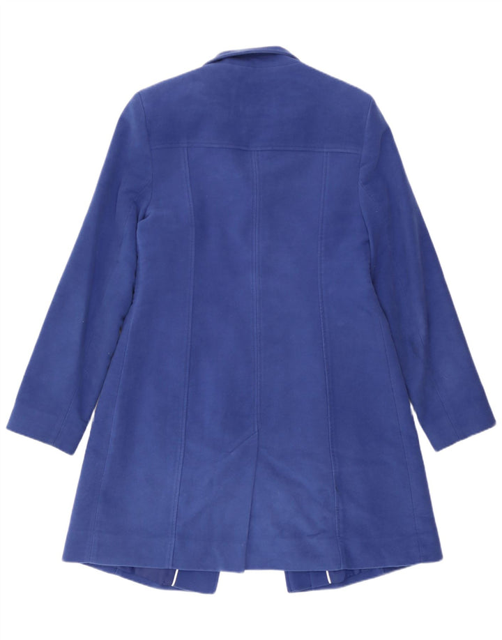 Laura Ashley Womens Overcoat UK 10 Small Blue Cotton