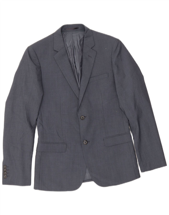 Dkny Herre 2 Button Slim Fit Blazer Jacket UK 36 Small Navy Blue Wool