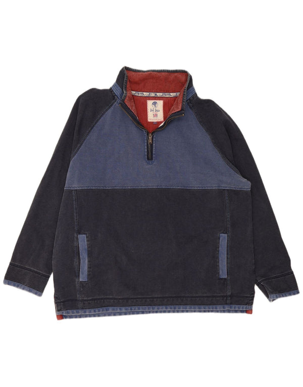 Fat Face Mens Zip Neck Sweatshirt Jumper 2XL Navy Blue Cotton