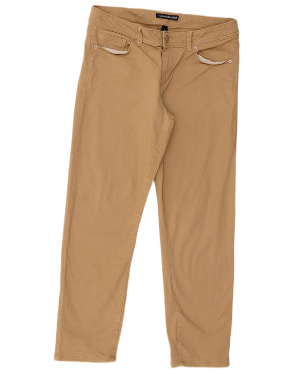 Calvin Klein Damen Slim Freizeithose US 10 Large W32 L26 Beige Baumwolle
