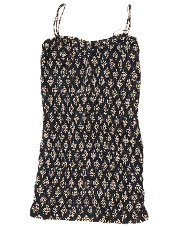 Zara Femme Robe d'été UK 4 XS Bleu Marine Floral Polyester