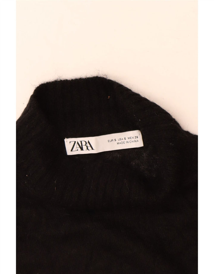 Zara Womens Crop Turtle Neck Jumper Sweater UK 10 Small Black