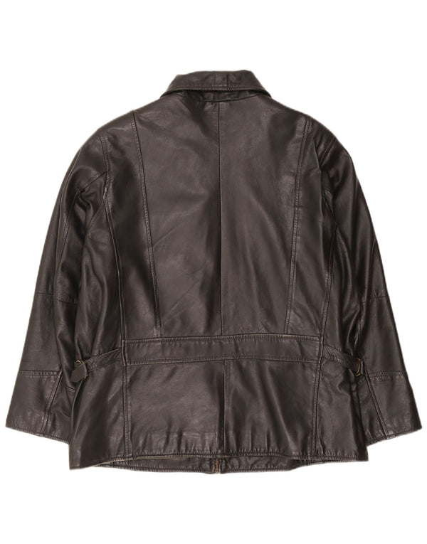 Jaqueta de couro feminina vintage UK 18 XL couro preto
