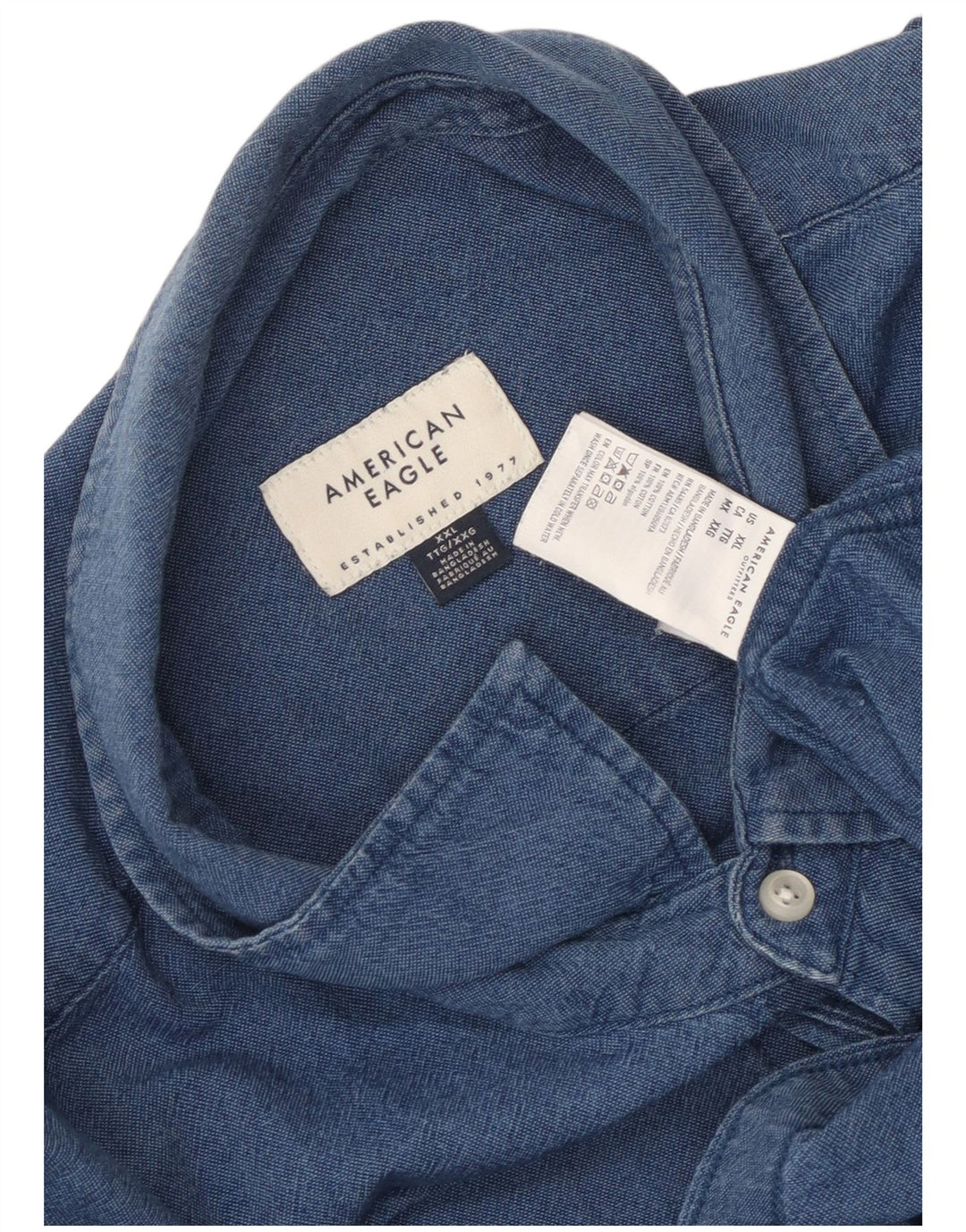 American Eagle Mens Shirt 2XL Blue Cotton