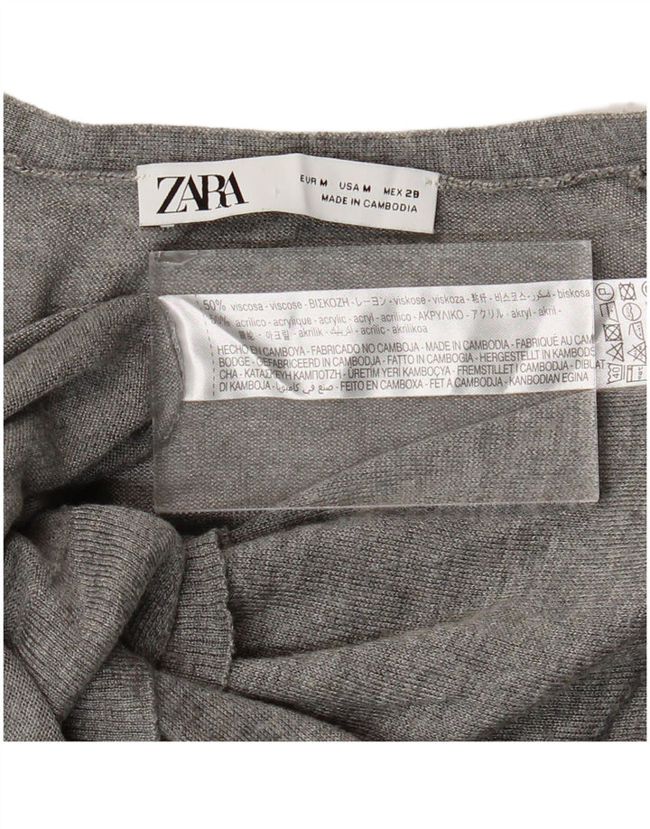 Sweter damski Zara Cardigan UK 14 Średni szary wiskoza