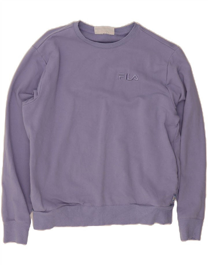 FILA Womens Oversized Sweatshirt Jumper UK 10 Small Purple Cotton Vintage Fila and Second-Hand Fila from Messina Hembry 