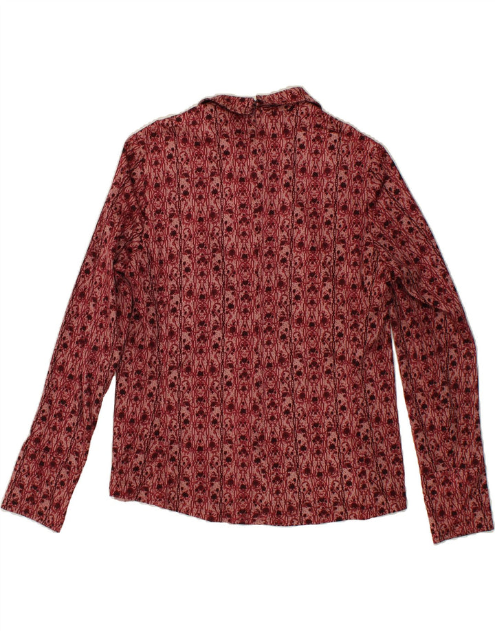 VINTAGE Womens Abstract Pattern Pullover Shirt UK 16 Large Maroon Vintage Vintage and Second-Hand Vintage from Messina Hembry 