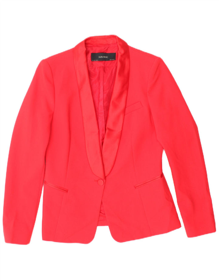 Giacca Blazer a 1 Bottone da Donna ZARA UK 14 Large Rosso Poliestere