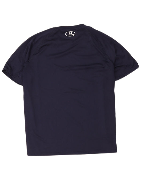 Under Armour Mens Heat Gear T-Shirt Top XL Navy Blue Polyester