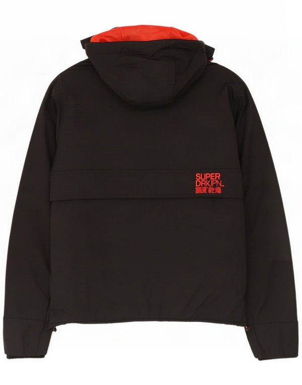 Superdry Mens The Windcagoule Graphic Hooded Rain Jacket UK 40 Large Black