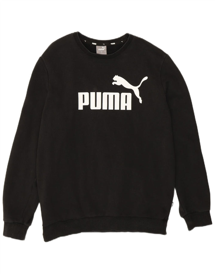 PUMA Mens Graphic Sweatshirt Jumper Medium Black Cotton Vintage Puma and Second-Hand Puma from Messina Hembry 