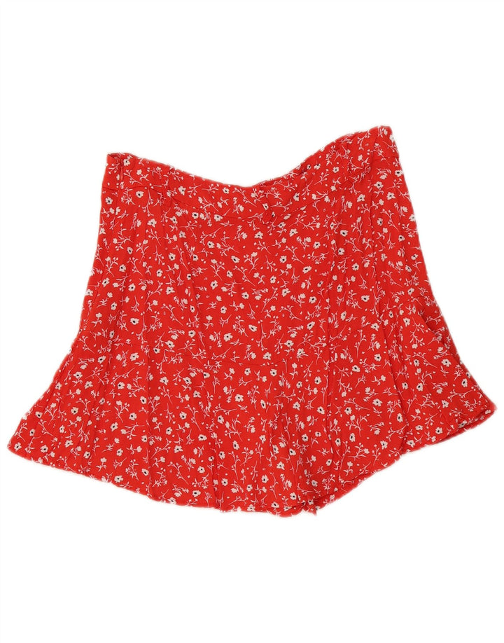 Gonna ZARA Donna UK 14 Grande Rosso Floreale