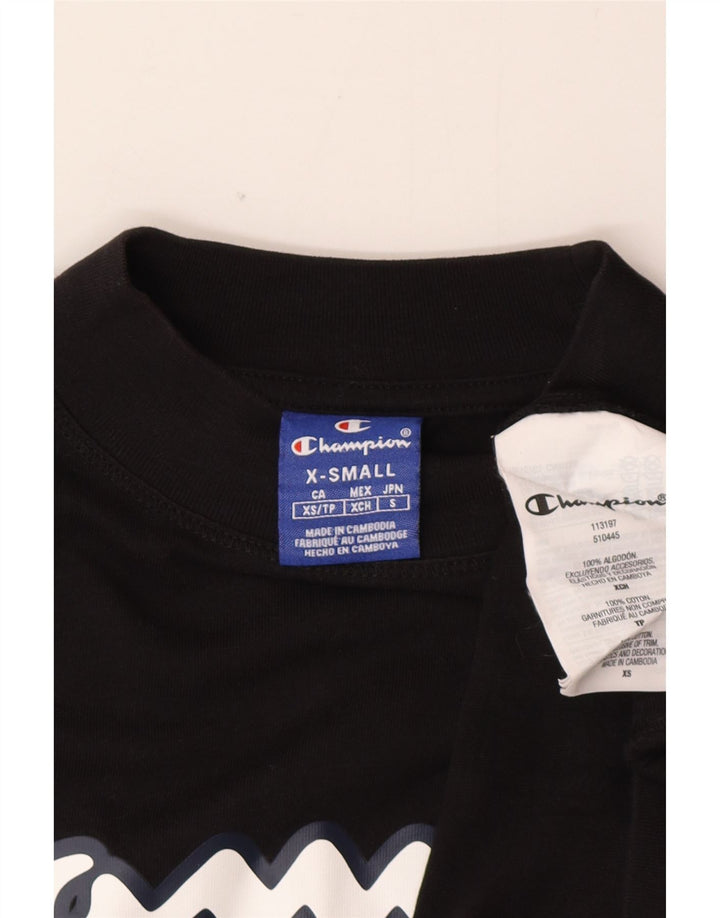 Champion Womens Graphic Oversized Sweatshirt Jumper UK 6 XS Black