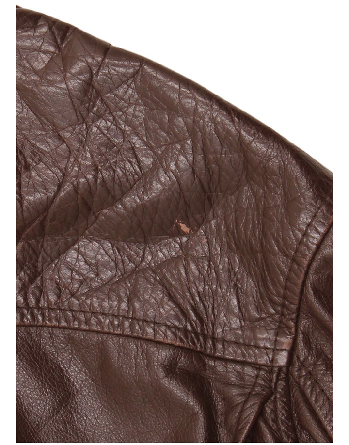 Giacca in pelle vintage da uomo IT 50 grande in pelle marrone