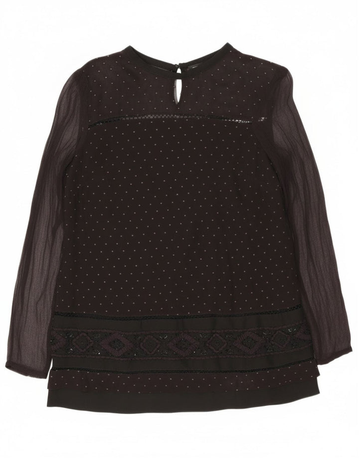 Simona Barbieri Womens Twin-Set Blouse Top UK 10 Small Black Spotted