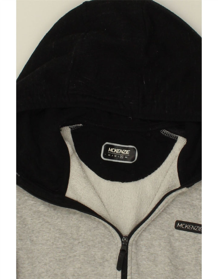 MCKENZIE Mens Zip Hoodie Sweater XL Grey Colourblock Cotton Vintage Mckenzie and Second-Hand Mckenzie from Messina Hembry 