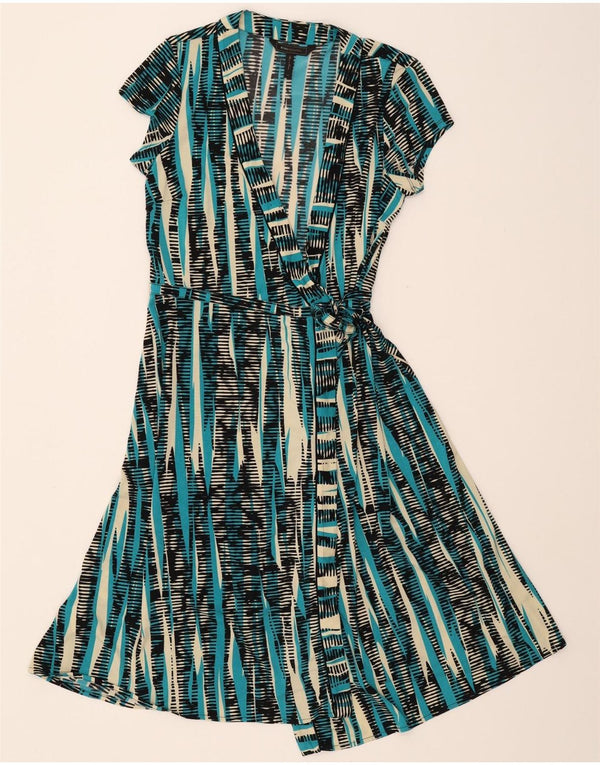 BCBGMAXAZRIA Womens Wrap Dress UK 12 Medium Blue Striped Polyester