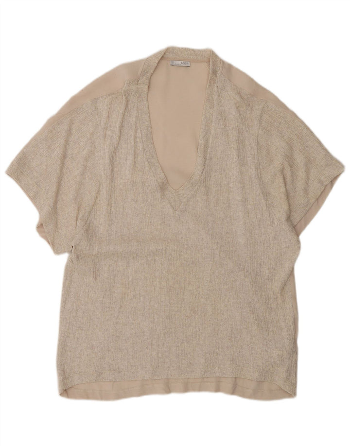 Zara Γυναικείο Υπερμεγέθη Τοπ UK 10 Small Beige Polyester