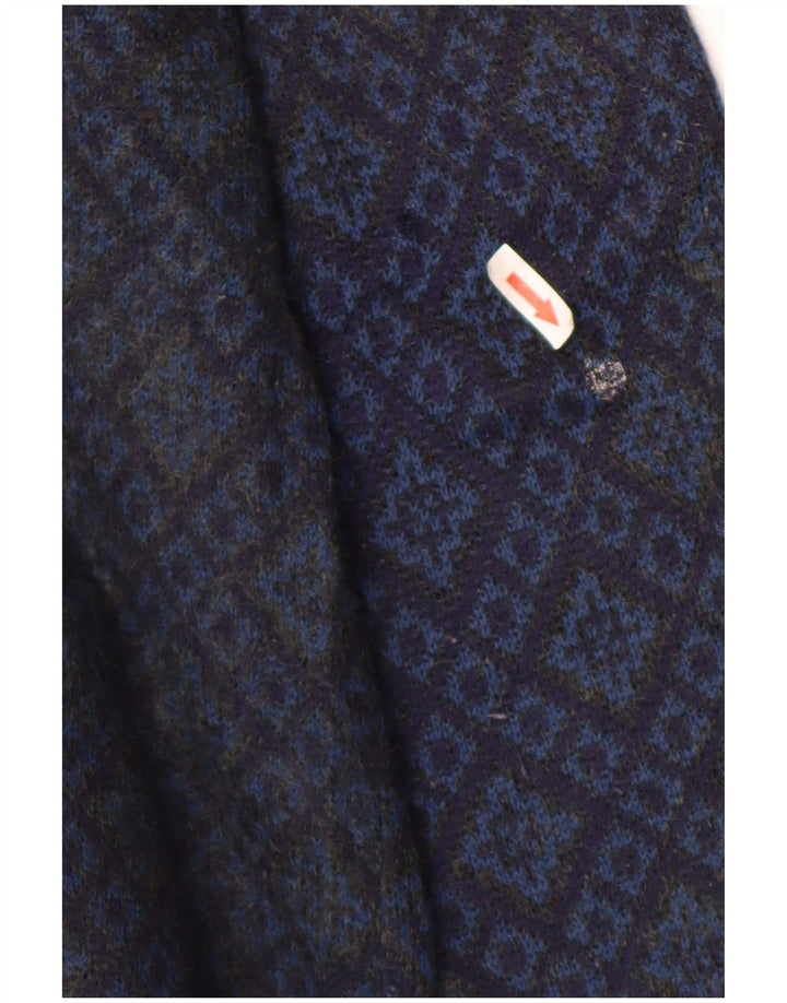 Della Ciana Mens Cardigan Sweater IT 52 Large Navy Blue Argyle/Diamond