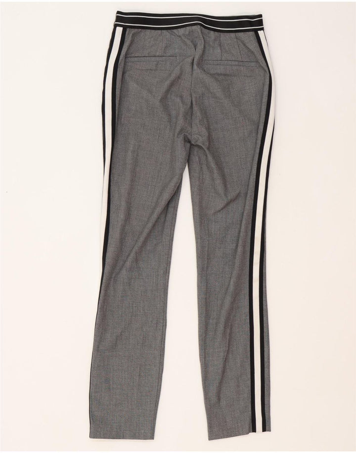 Zara Womens Slim Chino Trousers Small W26 L27 Grey Striped Polyester